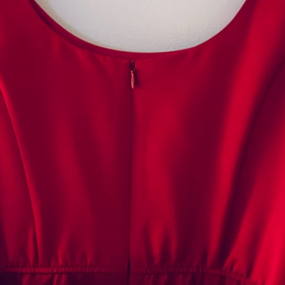 NWOT Coldwater Creek red sleeveless satin midi dress with black ribbon s… - Picture 5 of 7